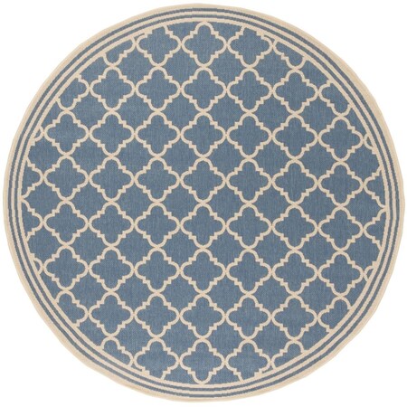 Safavieh 4 x 4 ft. Beach House Power Loomed Round Area Rug; Blue & Creme BHS121M-4R
